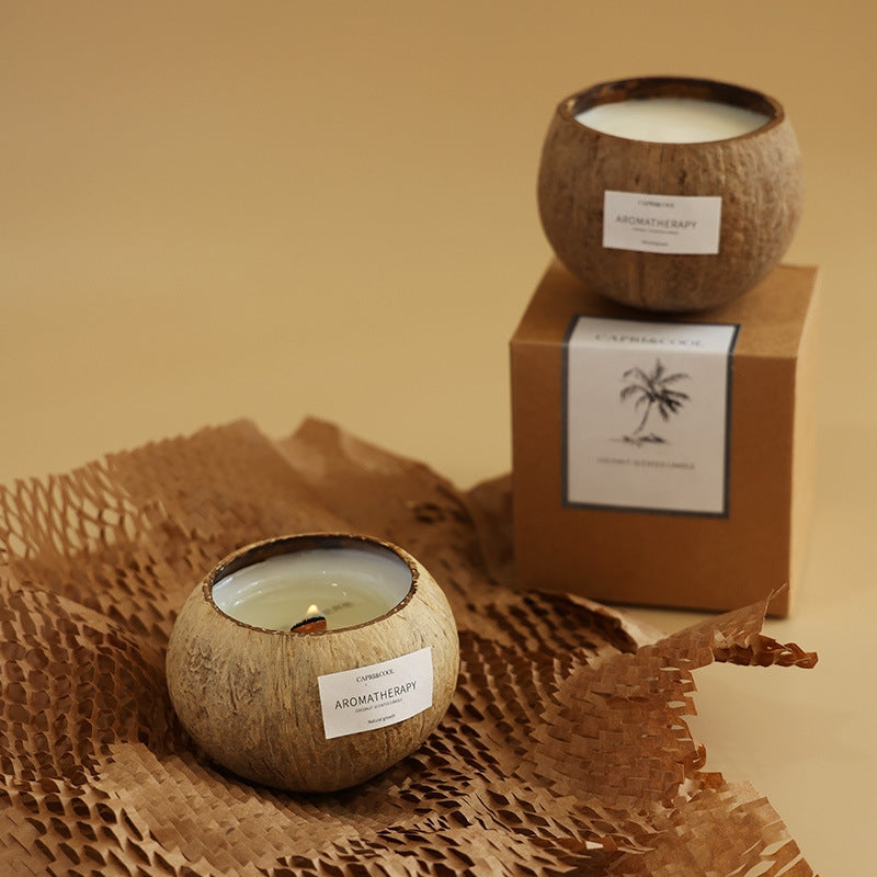 Coconut Essence - Handcrafted Coconut Shell Scented Candle Soy Wax Plant-Based Fragrance Oil