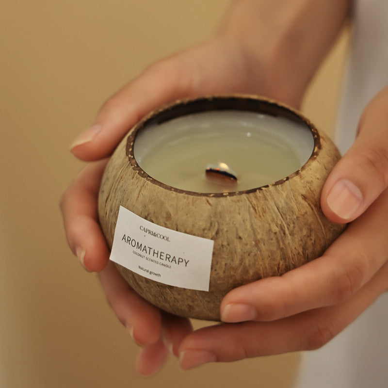 Coconut Essence - Handcrafted Coconut Shell Scented Candle Soy Wax Plant-Based Fragrance Oil