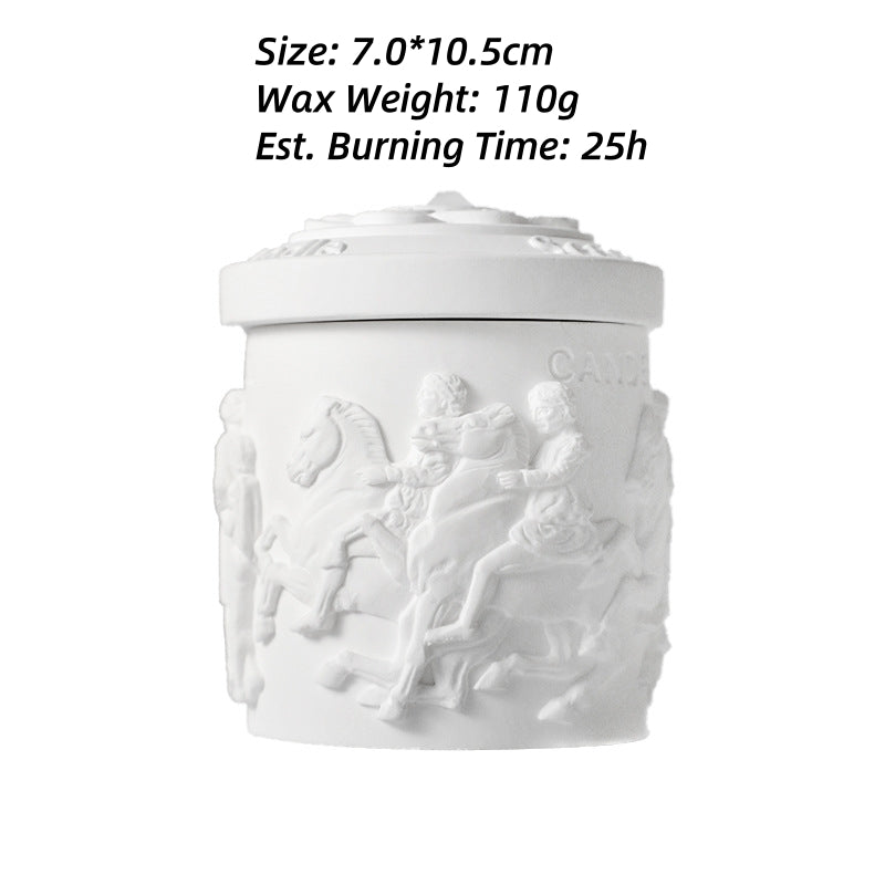 Enchanted Relief – Graceful Embossed Plaster Cup Scented Candle Soy Wax Plant-Based Fragrance Oil