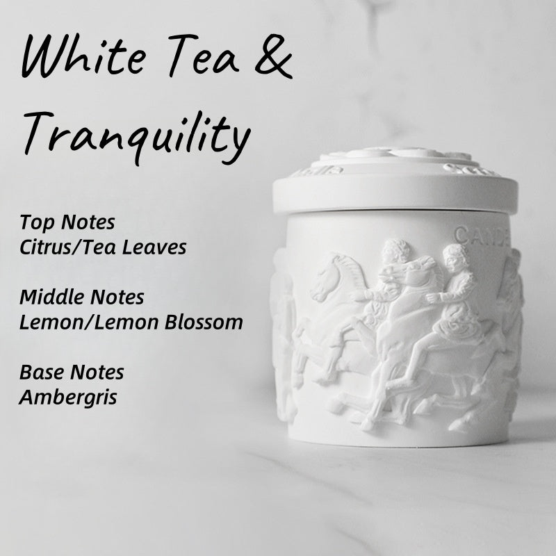 Enchanted Relief – Graceful Embossed Plaster Cup Scented Candle Soy Wax Plant-Based Fragrance Oil