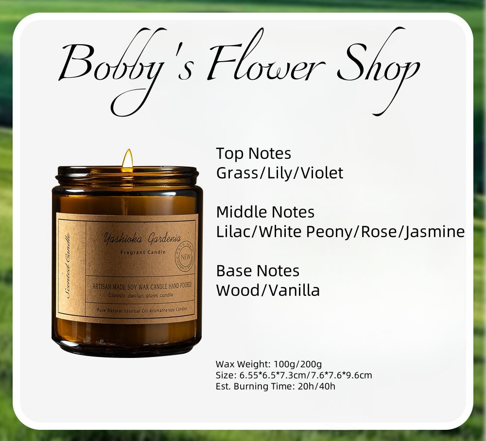 Rustic Glow - Brown Glass with Silver Lid Scented Candle Soy Wax Plant-Based Fragrance Oil