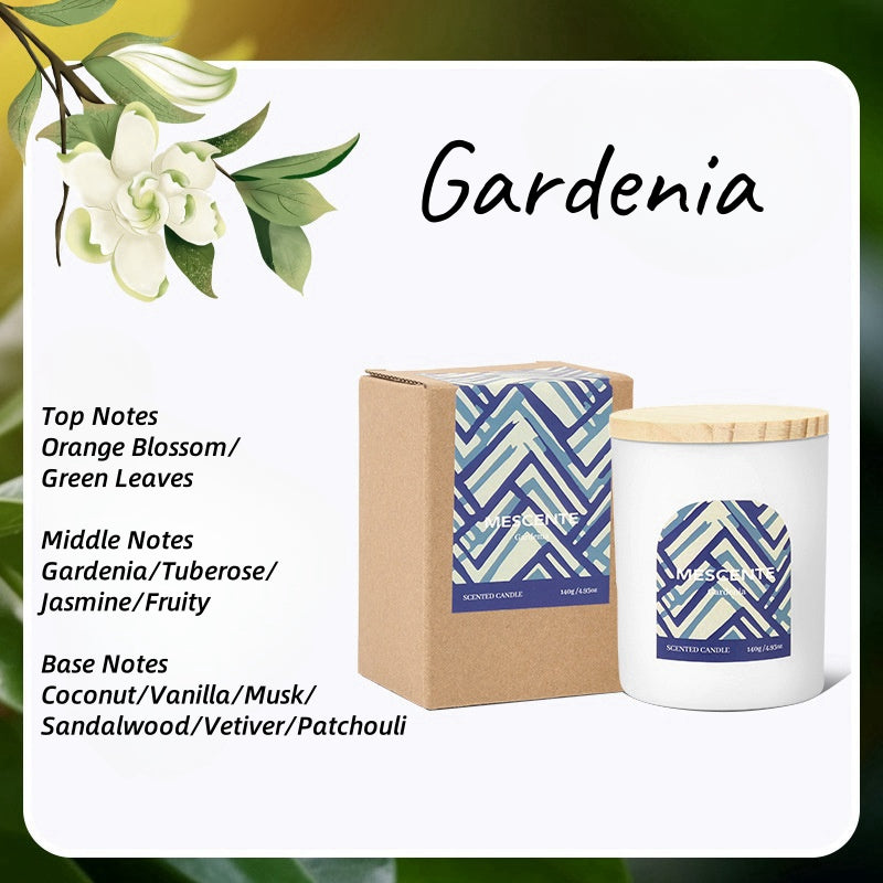 Nordic Glow – White Ceramic & Wooden Lid Scented Candle Soy Wax Plant-Based Fragrance Oil