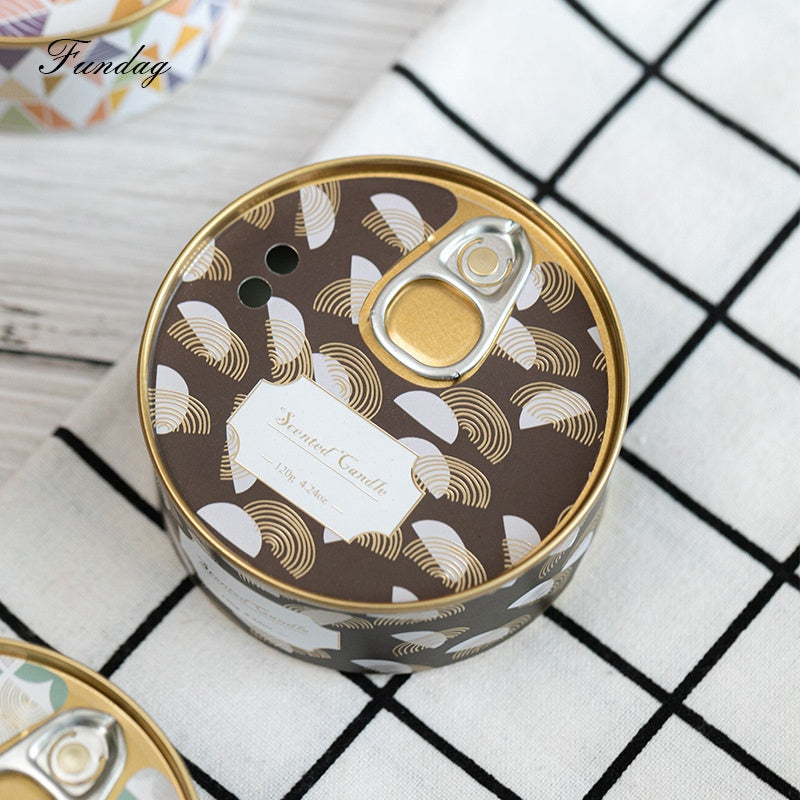On the Go Traveling Tin Can Scented Candle in a backpack, ideal for taking your favorite scent on outdoor adventures and spontaneous trips.